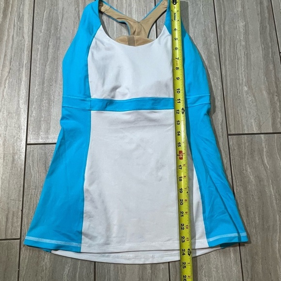 Lululemon Tank Top Women Size Small Blue White Racerback Built in Bra Tennis - Picture 3 of 4
